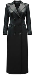Black Silk 3-Piece Long Floor Jacket Flare Suit