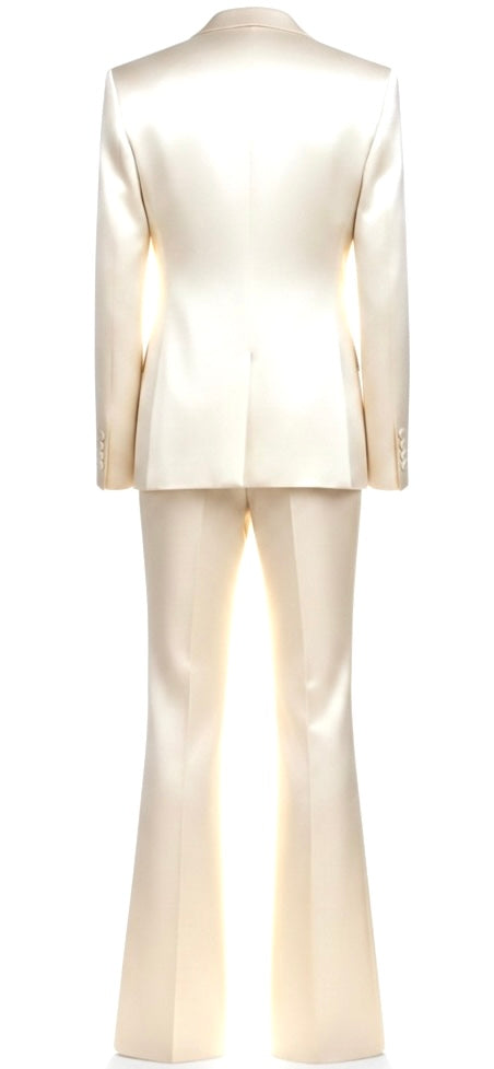 Champagne Silk Single-Button Flare Suit