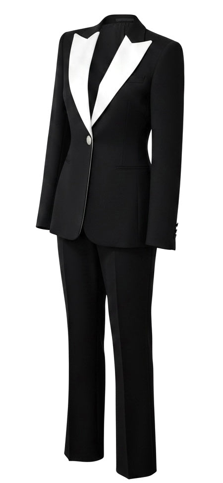 Black & White Contrast Lapel Power Suit
