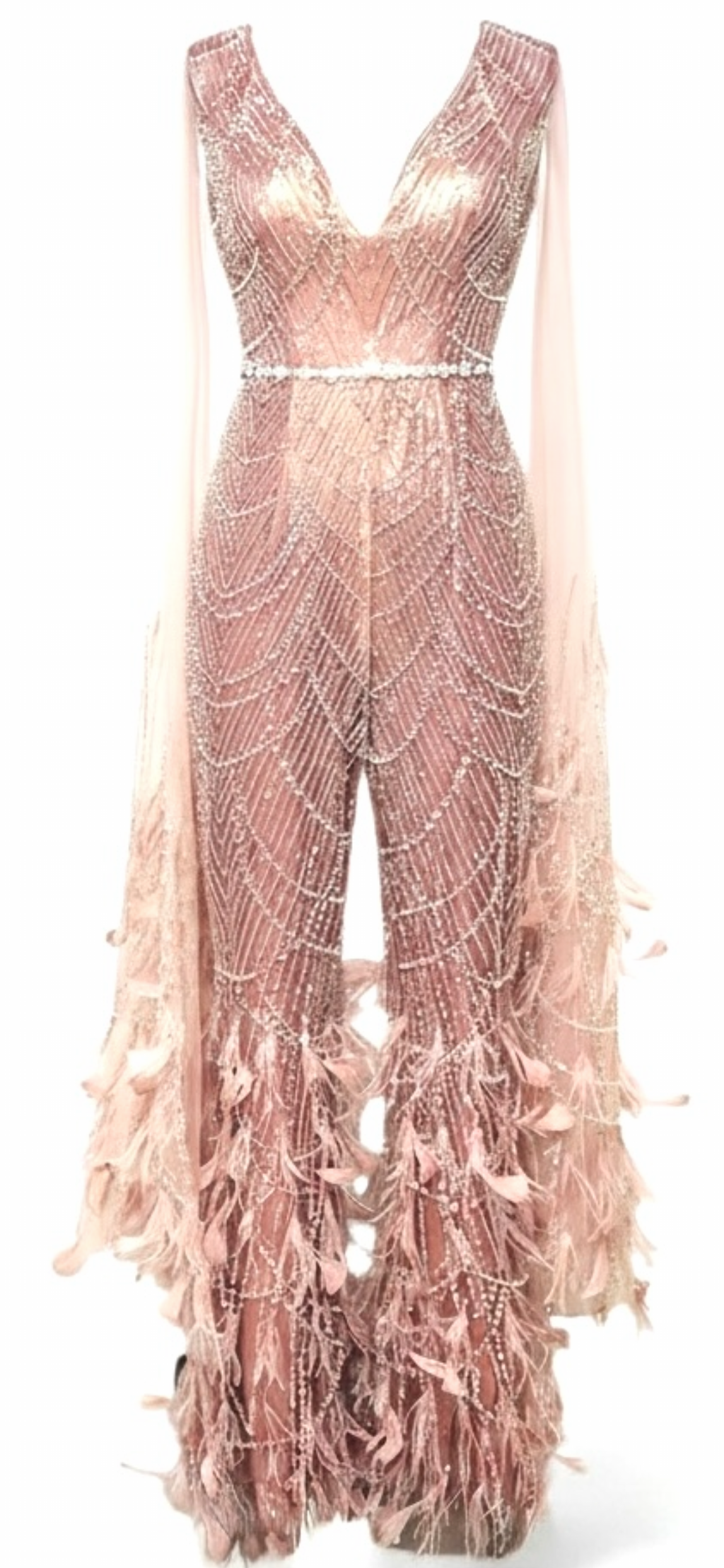 Rose Gold Crystal Cape Jumpsuit