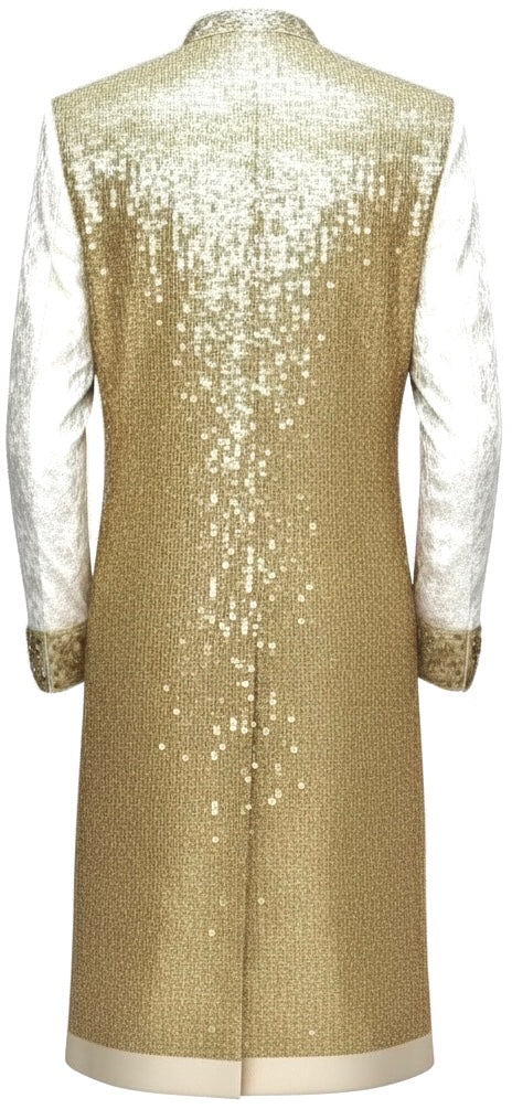 Ivory Velvet & Sequin Royal Tunic with Diamond Crystal Collar & Cuffs