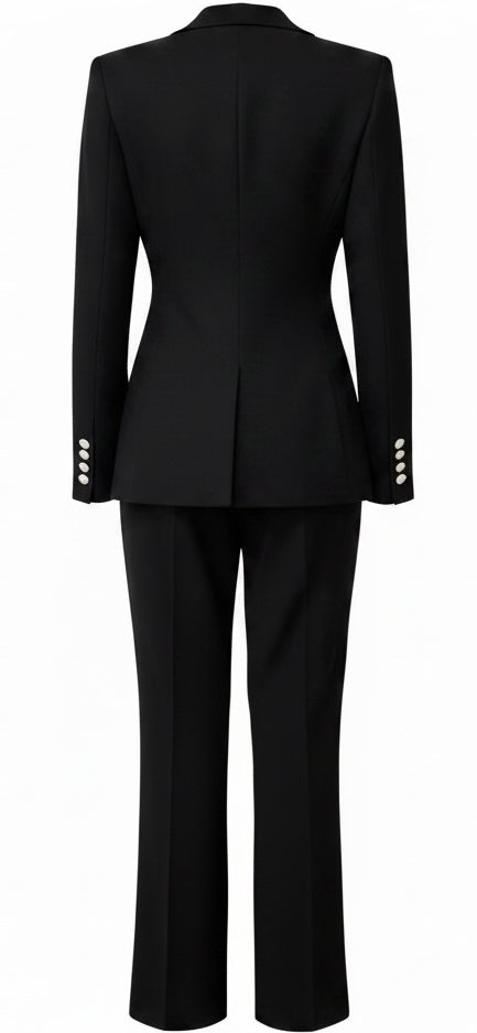 Black & White Contrast Lapel Power Suit