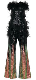 Black & Gold Ombré Sequin Jumpsuit