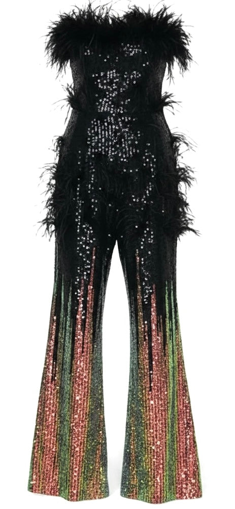 Black & Gold Ombré Sequin Jumpsuit