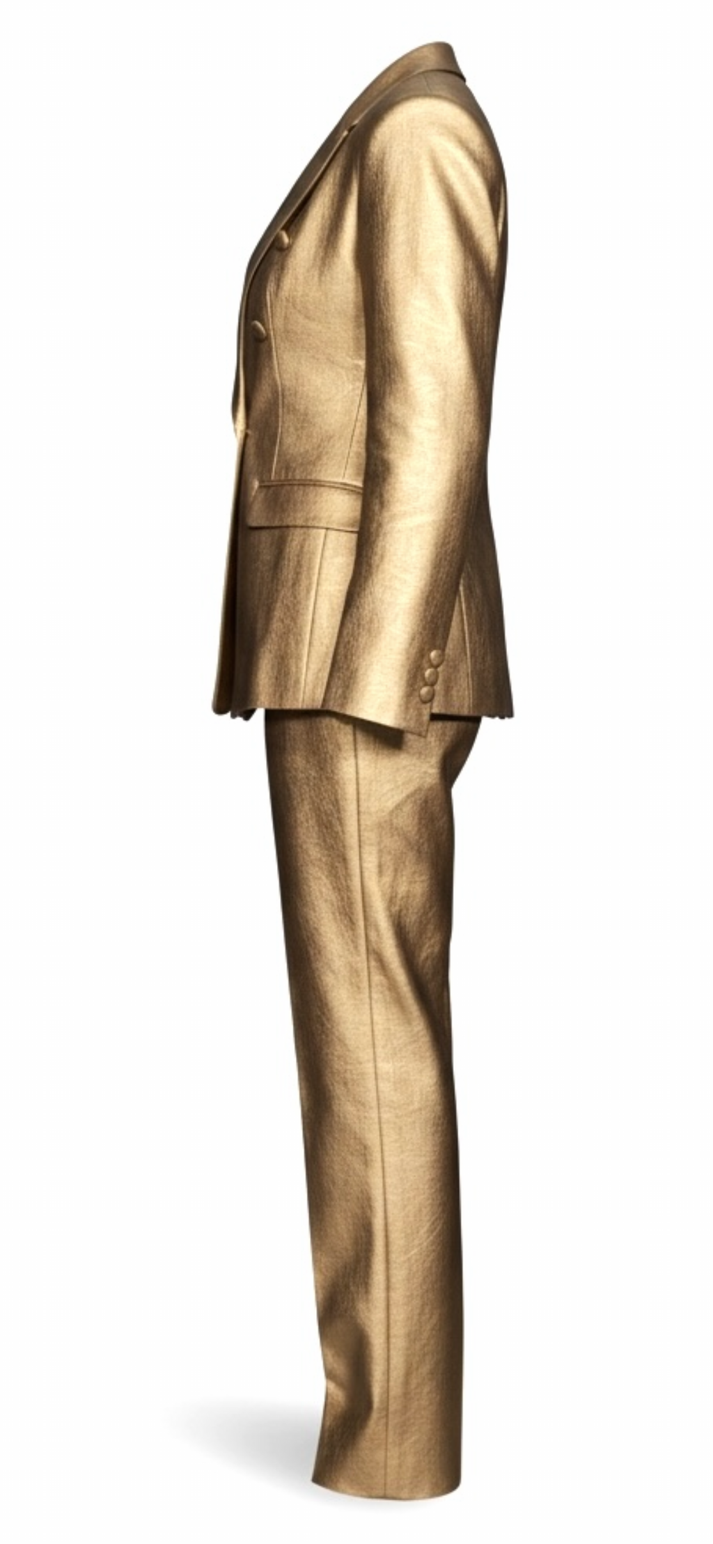 Gold Leather Double-Breasted Women's Suit