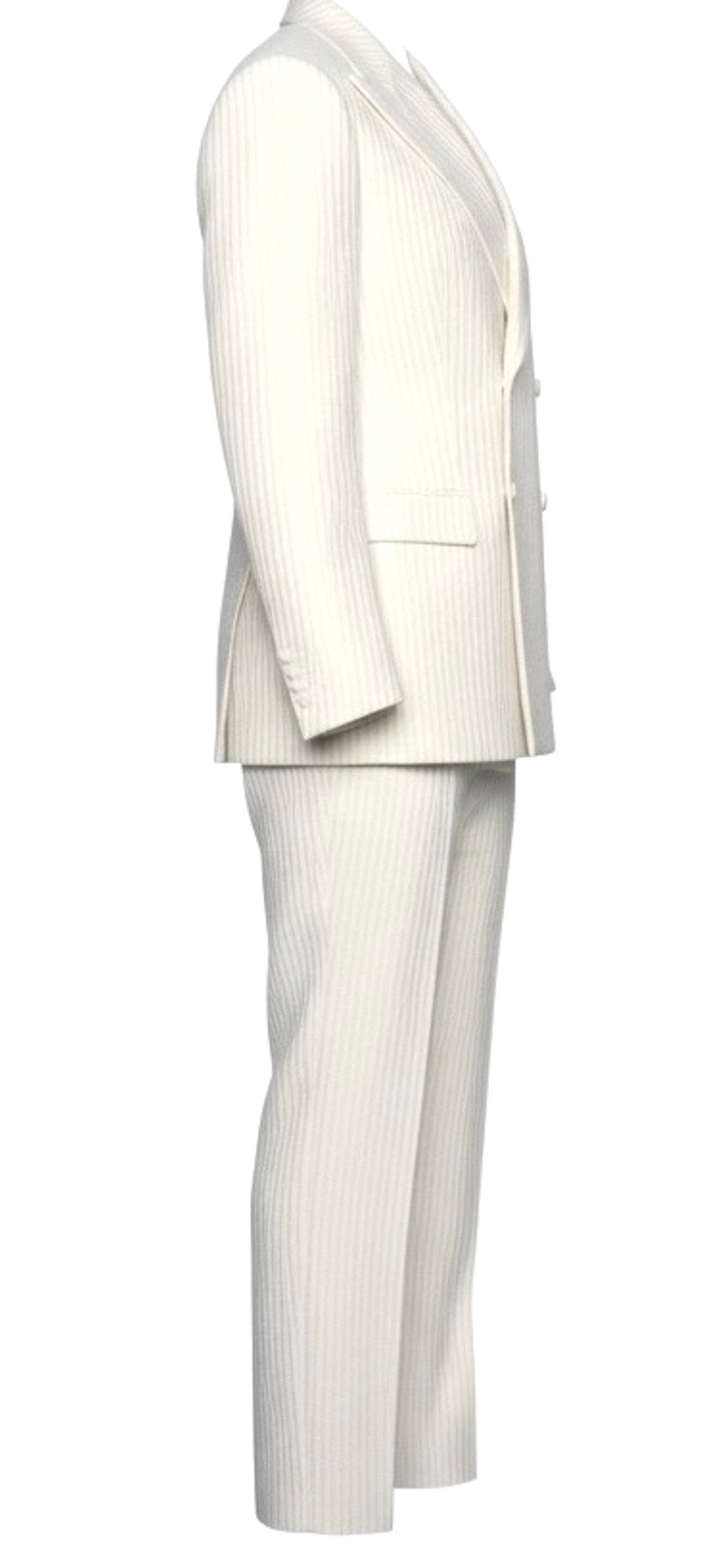 White Corduroy Double-Breasted Suit