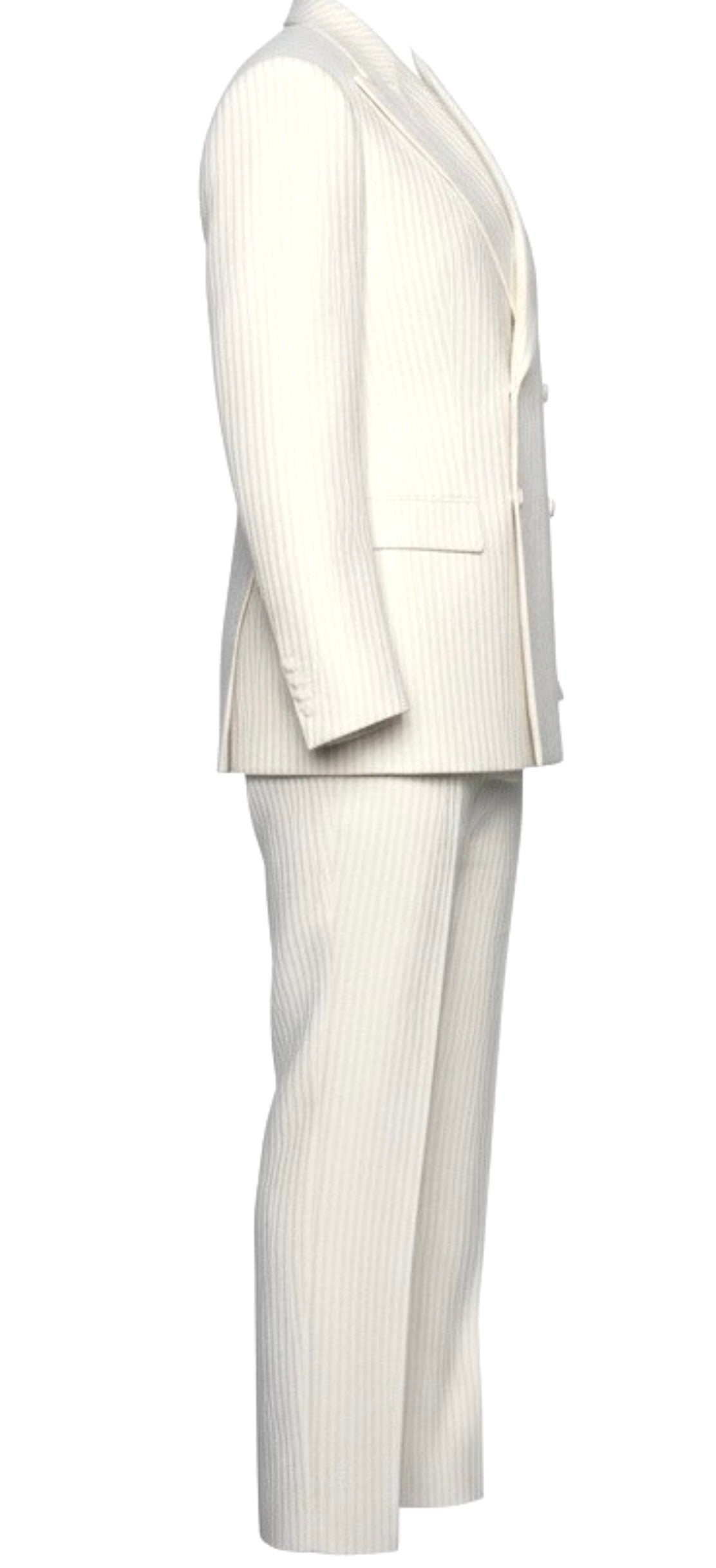 White Corduroy Double-Breasted Suit