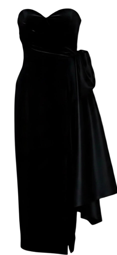 Black Velvet Bow Detail Gown