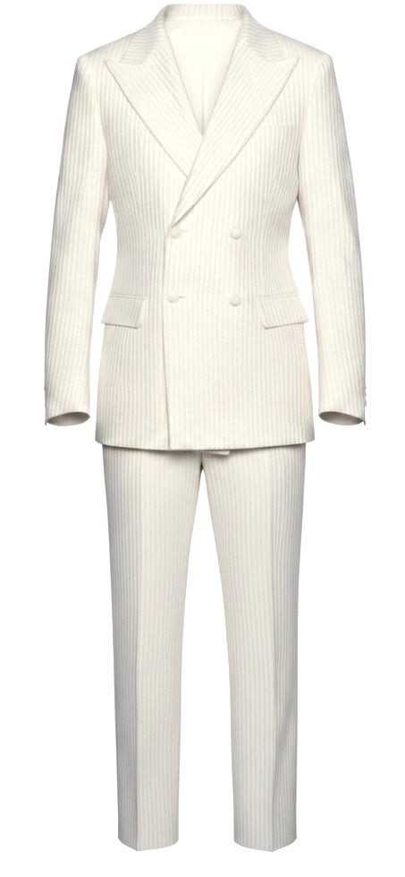 White Corduroy Double-Breasted Suit