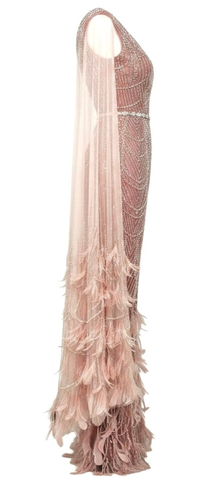 Rose Gold Crystal Cape Jumpsuit