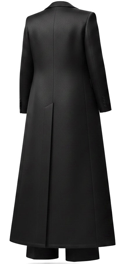 Black Silk 3-Piece Long Floor Jacket Flare Suit