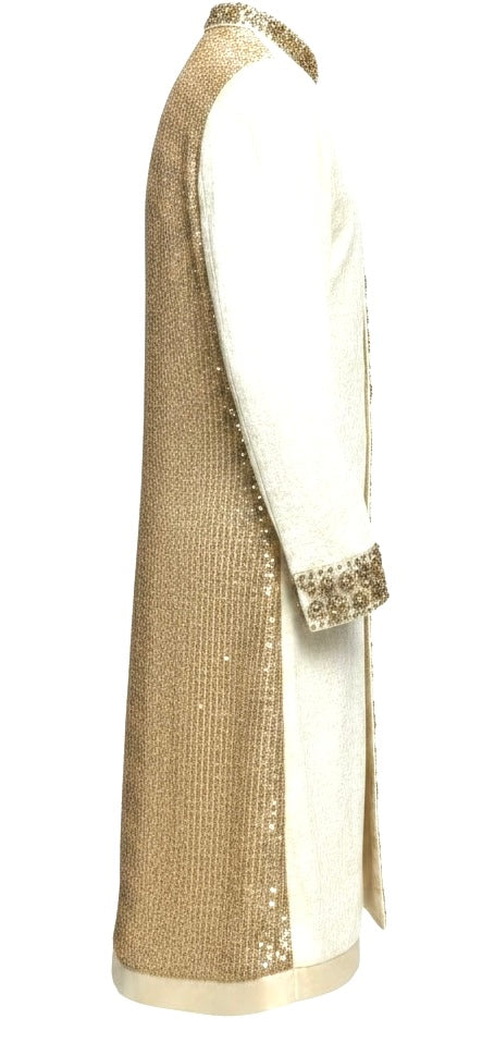 Ivory Velvet & Sequin Royal Tunic with Diamond Crystal Collar & Cuffs