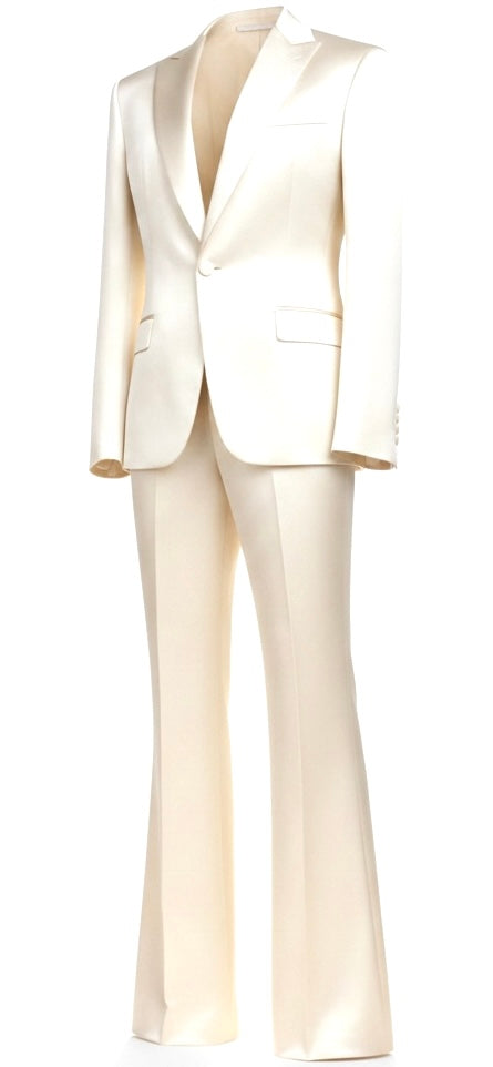 Champagne Silk Single-Button Flare Suit
