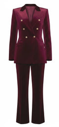 Burgundy Velvet Double-Breasted Suit