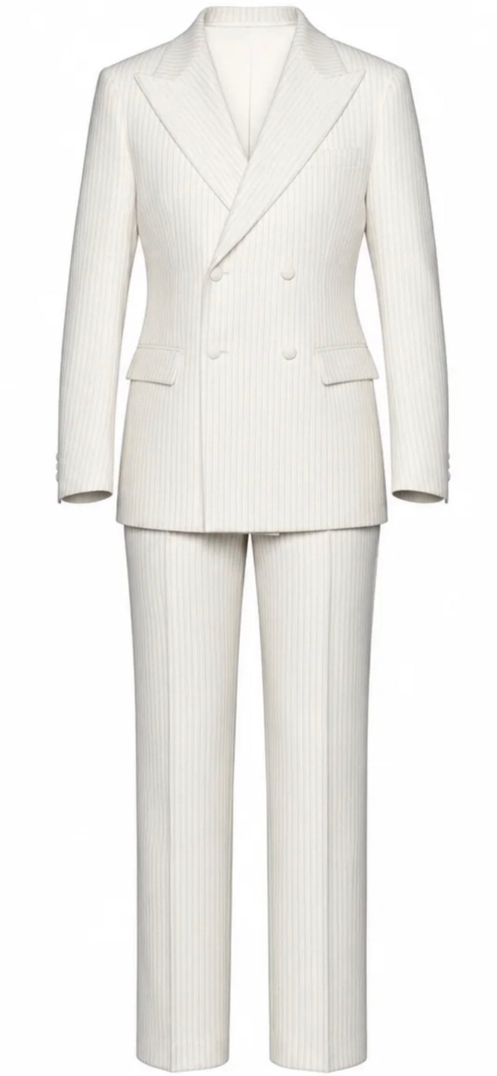 White Corduroy Double-Breasted Suit