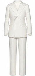 White Corduroy Double-Breasted Suit