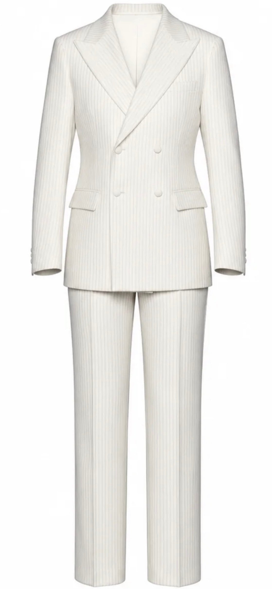 White Corduroy Double-Breasted Suit