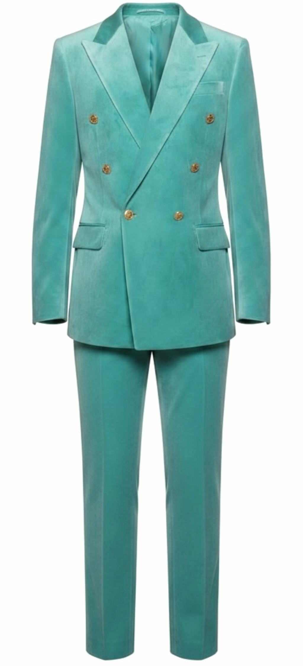 Turquoise Velvet Double-Breasted Suit