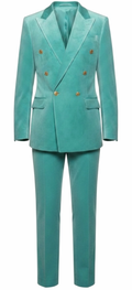 Turquoise Velvet Double-Breasted Suit