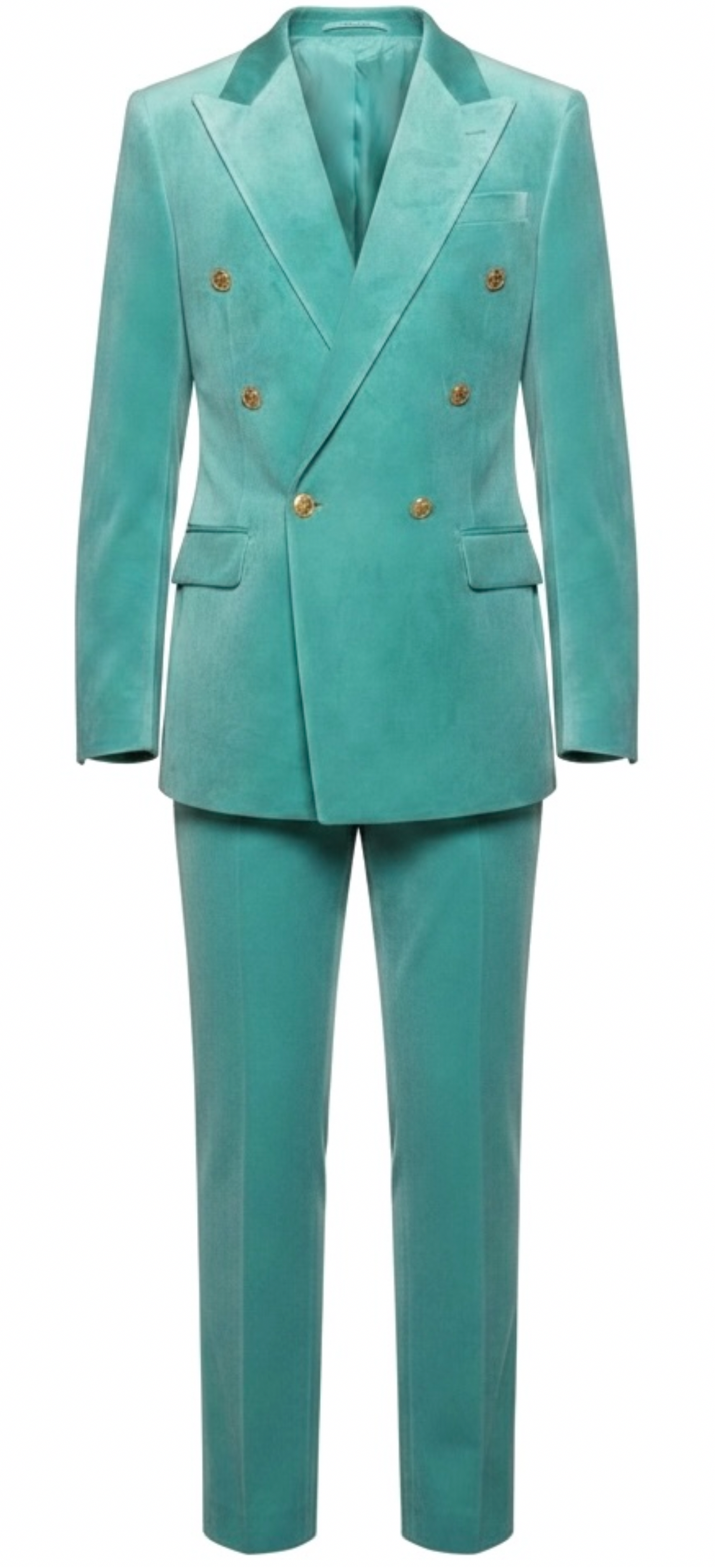 Turquoise Velvet Double-Breasted Suit