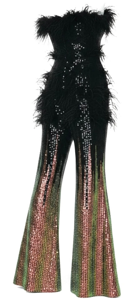 Black & Gold Ombré Sequin Jumpsuit
