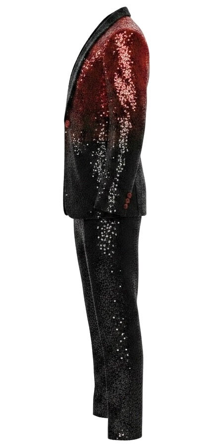 Red & Black Sequin Two-Piece Suit