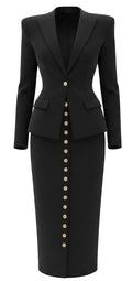 Black Structured Skirt Suit