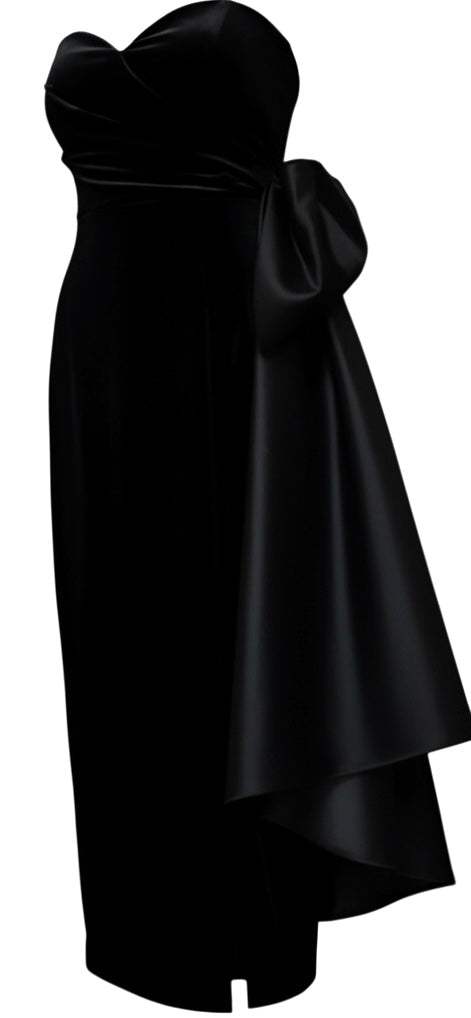 Black Velvet Bow Detail Gown