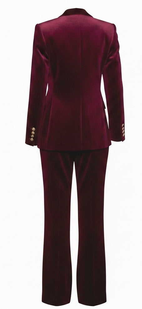 Burgundy Velvet Double-Breasted Suit
