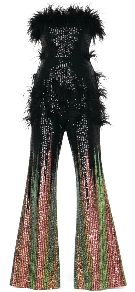 Black & Gold Ombré Sequin Jumpsuit