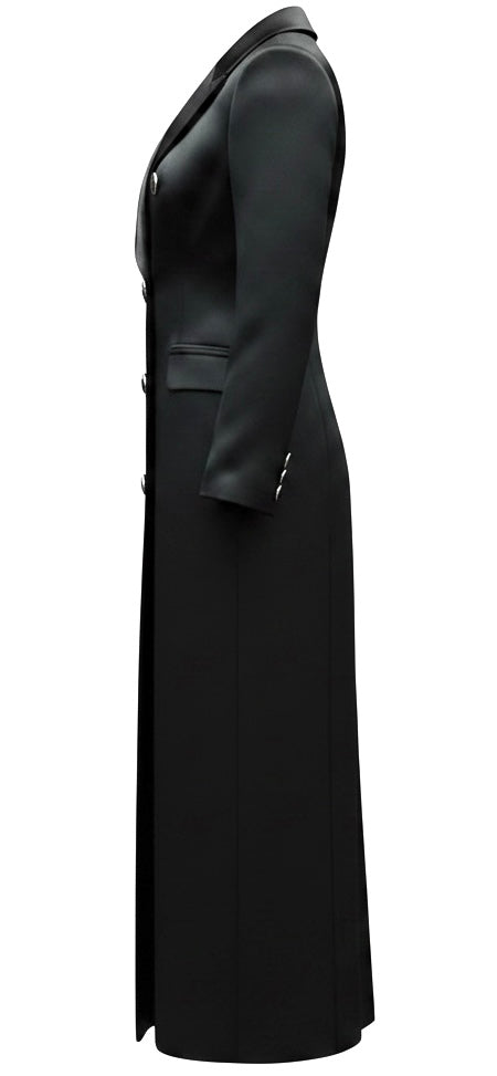 Black Silk 3-Piece Long Floor Jacket Flare Suit