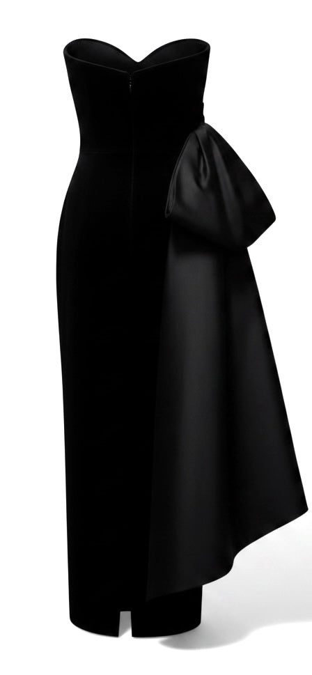 Black Velvet Bow Detail Gown
