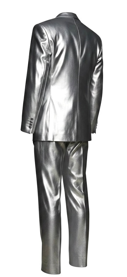 Silver Leather Double-Breasted Suit