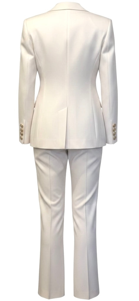 Ivory Wool Six-Button Double-Breasted Women's Power Suit