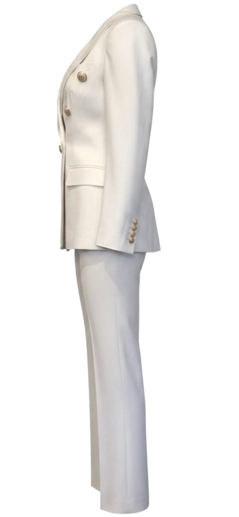 Ivory Wool Six-Button Double-Breasted Women's Power Suit