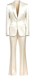 Champagne Silk Single-Button Flare Suit