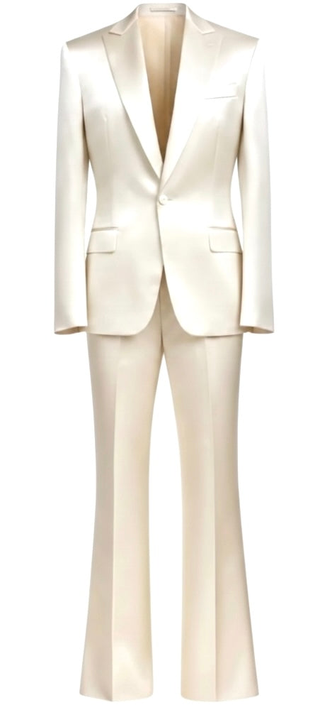 Champagne Silk Single-Button Flare Suit