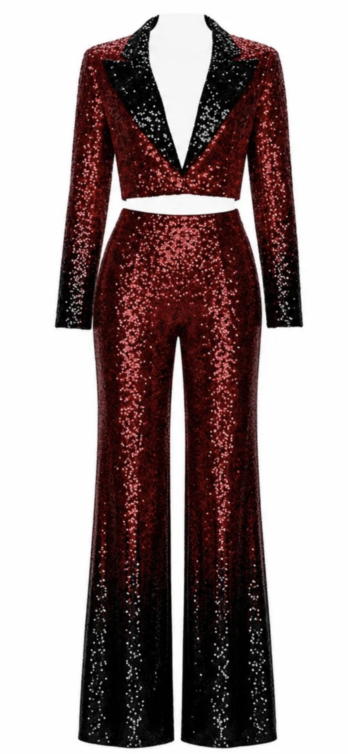 Red & Black Sequin Two-Piece Suit