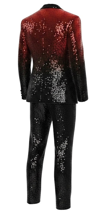 Red & Black Sequin Two-Piece Suit