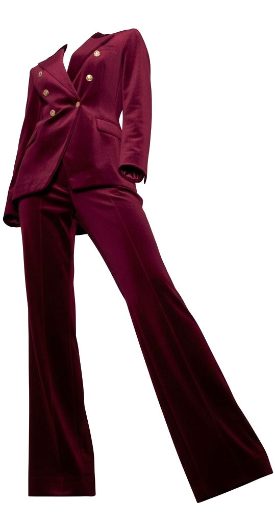 Burgundy Velvet Double-Breasted Suit