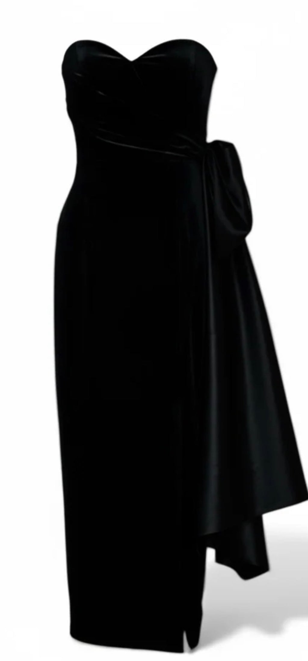 Black Velvet Bow Detail Gown