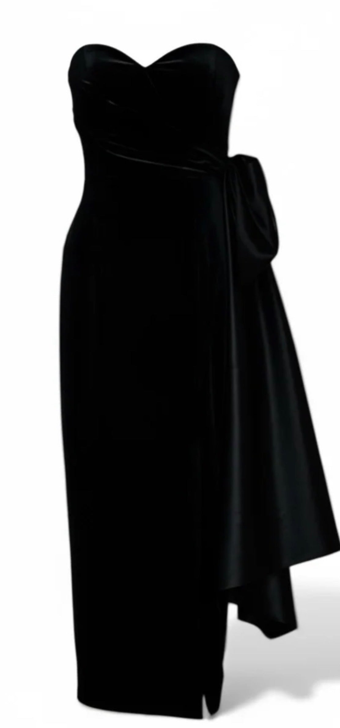 Black Velvet Bow Detail Gown
