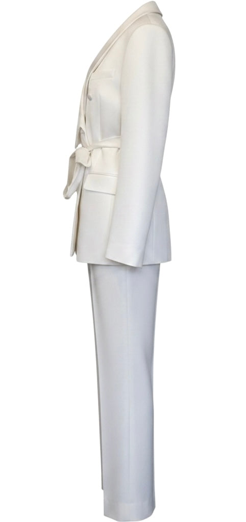 White Silk Rope Tie Double-Breasted Suit