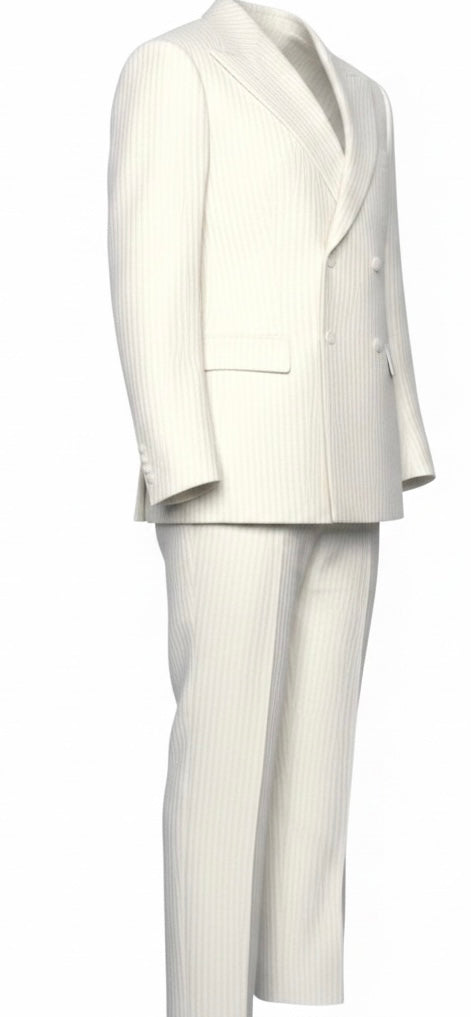 White Corduroy Double-Breasted Suit