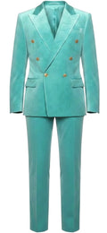 Turquoise Velvet Double-Breasted Suit