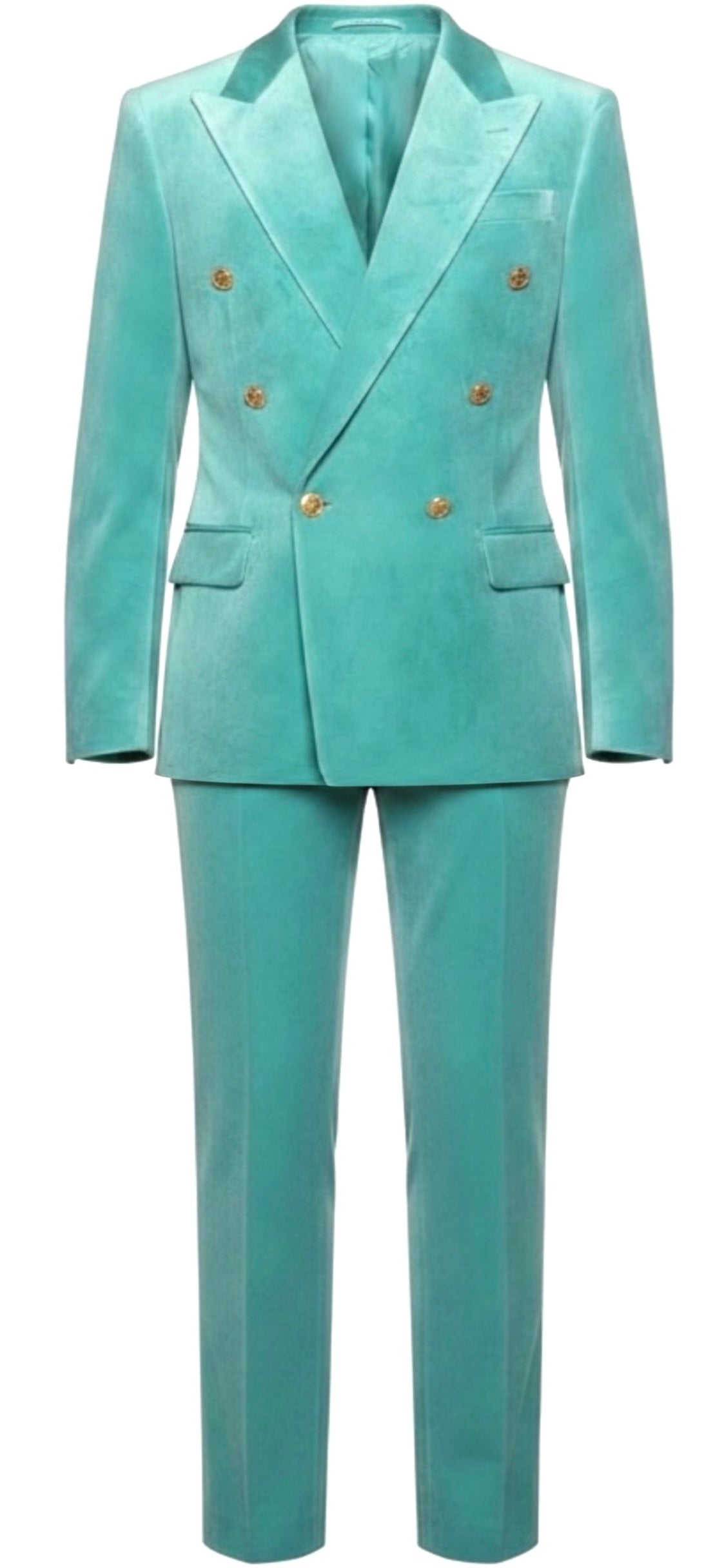 Turquoise Velvet Double-Breasted Suit