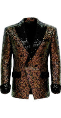 Iridescent Sequin Blazer with Diamond Crystal Lapel & Cuffs