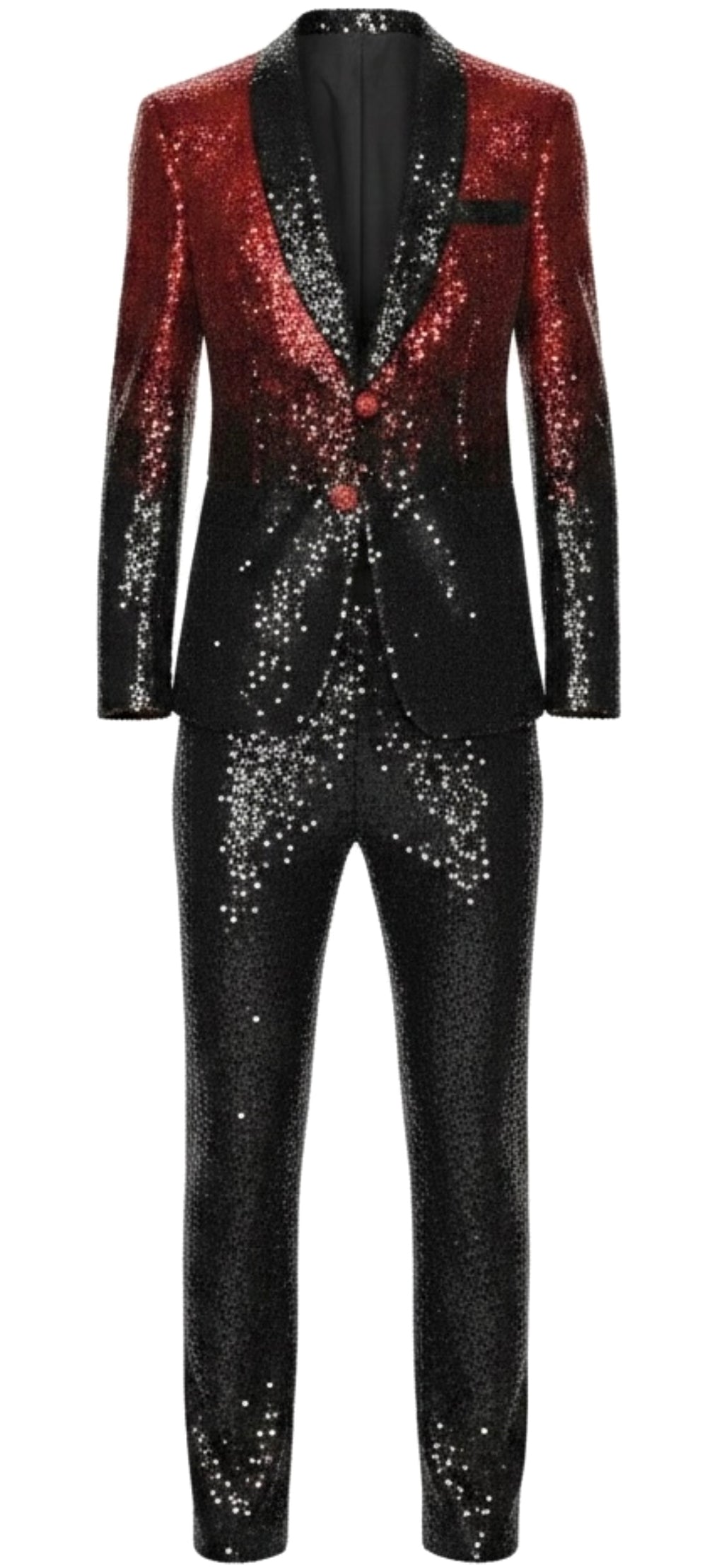 Red & Black Sequin Two-Piece Suit