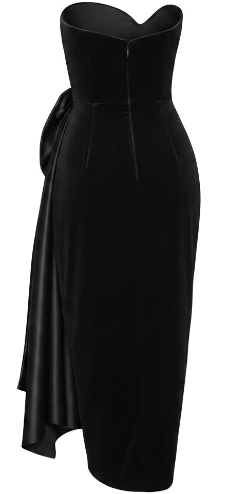 Black Velvet Bow Detail Gown