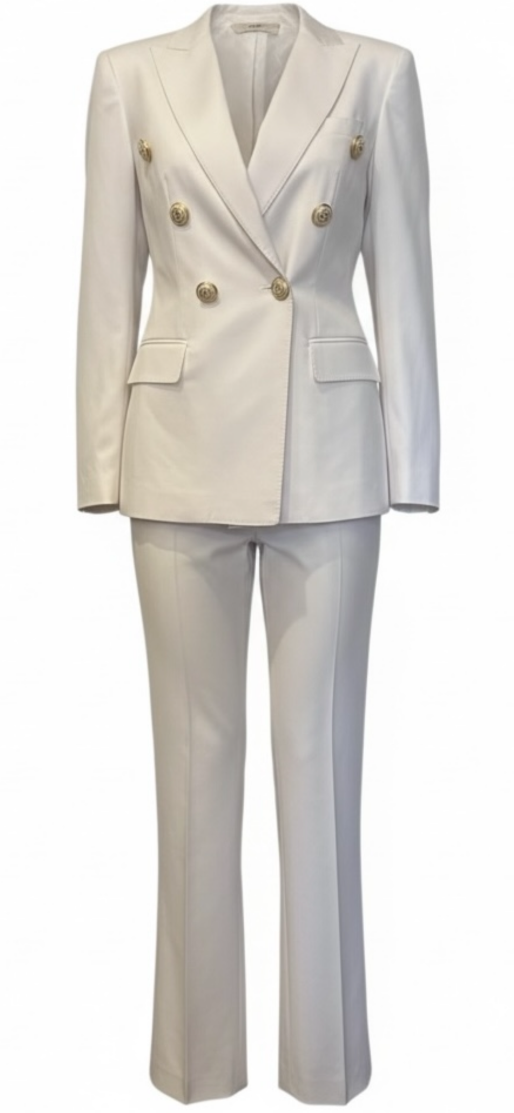 Ivory Wool Six-Button Double-Breasted Women's Power Suit